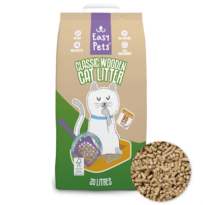 Easypets biodegradable houtkorrels kattenbakvulling | 20 ltr