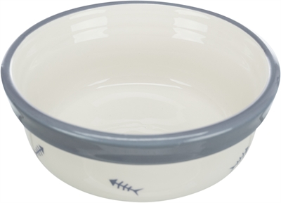 Trixie keramische voer-/drinkbak wit/blaauwgiris | 12 cm 300 ml 4 st