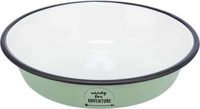 Trixie voer/waterbak plat emaille/rvs groen | 12x12 cm 200 ml