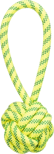 Trixie aquatoy touw met bal | drijvend polyester geel/groen 7x7x21 cm