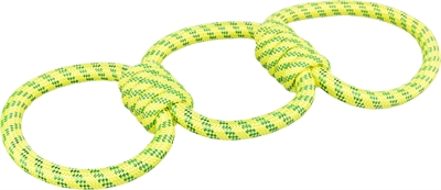 Trixie aquatoy touw trekspeeltje ringen 42 cm | geel/groen