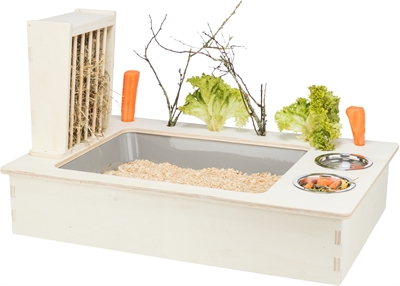 Trixie voederstation met voerbak & waterbak | hout natuurlijk 70x47x41 cm