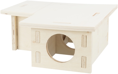 Trixie knaagdierhuis | 3 kamers, onbehandeld hout, 25x25x10 cm