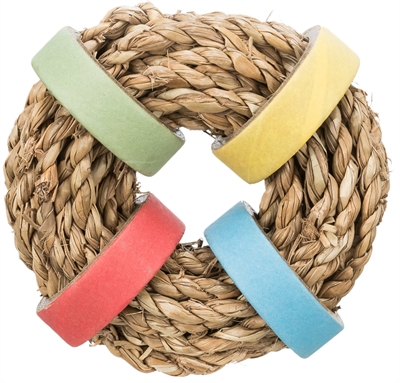 Trixie zeegras ring met papieren ringen | 8x8 cm natural