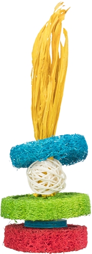 Trixie luffa ringen met rotanbal en houtenschijf naturel