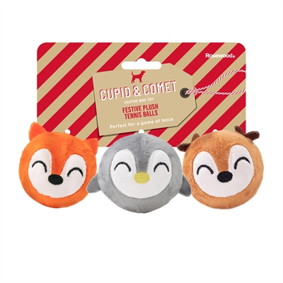 Cupid & comet festive plush tennis balls