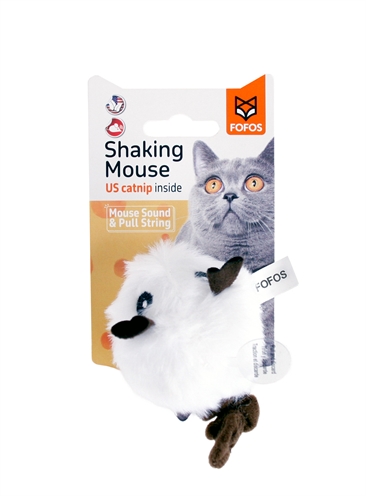 Fofos shaking muis met geluid | wit 12x6x6 cm