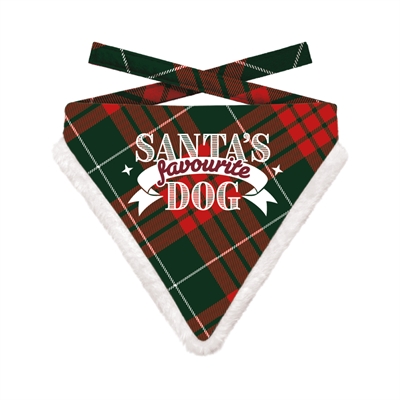 Plenty gifts kerst bandana santa's favourite dog ruit rood / groen