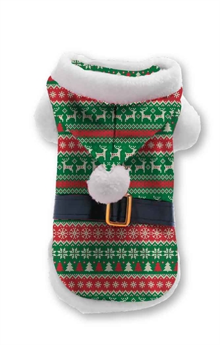 Plenty gifts kerst hondenjas gestreept print rood / groen