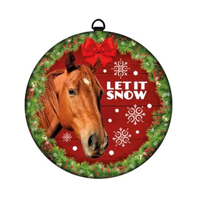 Kerstbal tin paard let it snow