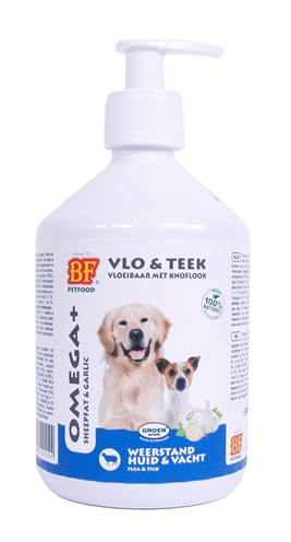 Bf petfood omega+ vloeibaar schapenvet met knoflook vlo / teek