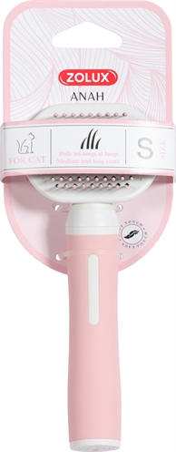 Zolux slickerborstel anah soft roze/wit | s 6,5x3,5x16 cm