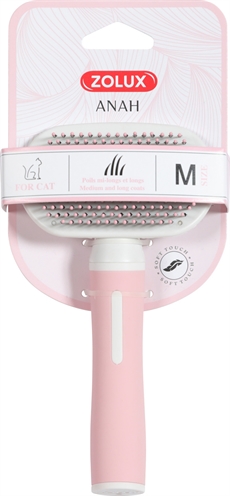 Zolux zolux anah slickerborstel soft roze/wit | m 9x4x17 cm