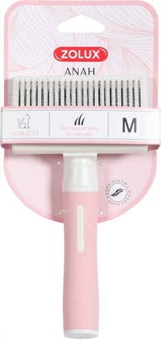 Zolux anah slickerborstel | roze/wit m 9x5x17,5 cm