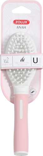 Zolux anah borstel zacht roze/wit | 5,5x3,5x21 cm
