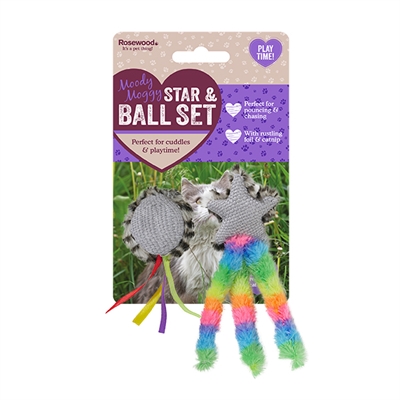 Rosewood moody moggy ster en bal set | 16x10x5 cm