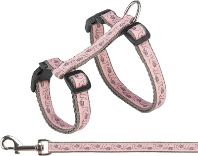 Trixie kattentuig met riem grijs/roze | 27-45 cm, 120 cm