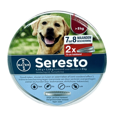 Bayer seresto teken- en vlooienband hond | vanaf 8 kg, 70 cm, 2 st