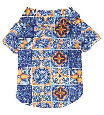 Croci t-shirt hond maioliche blauw / geel