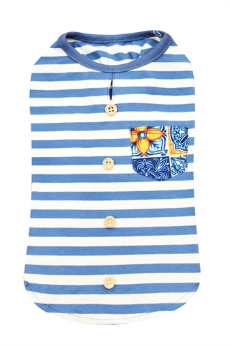 Croci t-shirt hond top maioliche gestreept blauw / wit