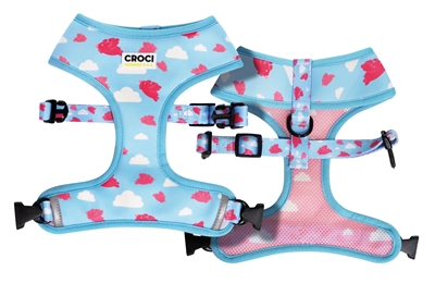 Croci hondentuig vliegende varkens dubbelzijdig blauw / roze