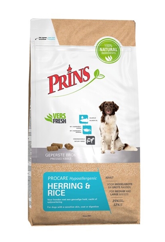 Prins procare adult herring/rice 12 kg | hypoallergeen voor medium/large