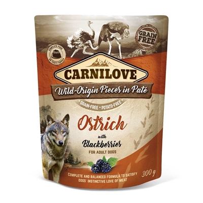 Carnilove dog pouch struisvogel / bramen | 12x300 gr