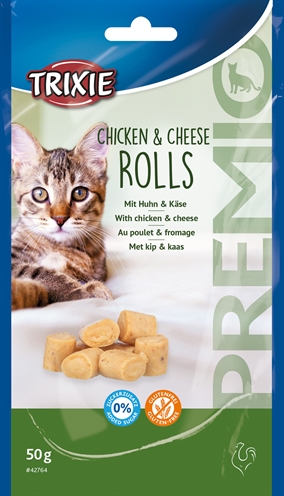 Trixie premio kippen & kaas rolletjes | glutenvrij 50 gr