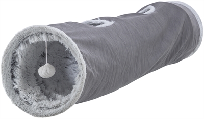 Trixie katten speeltunnel harvey | velours pluche grijs 116x27 cm
