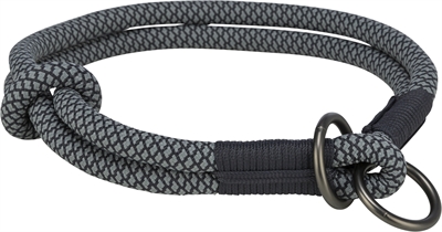 Trixie halsband hond soft half-slip zwart / grijs | 45x1 cm