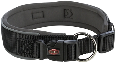 Trixie premium halsband hond extra breed zwart/grafiet grijs | 33-42x3,5 cm