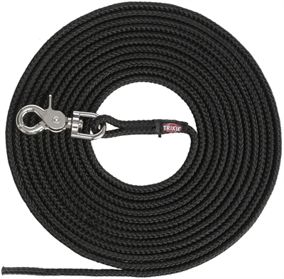 Trixie hondenriem sleeplijn | rond zwart 20 mtr x 0,6 cm