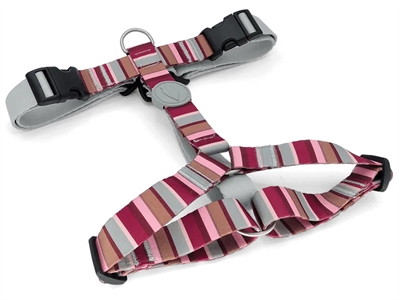 Morso hondentuig h-tuig gerecycled rood/roze | 70-100x2,5 cm