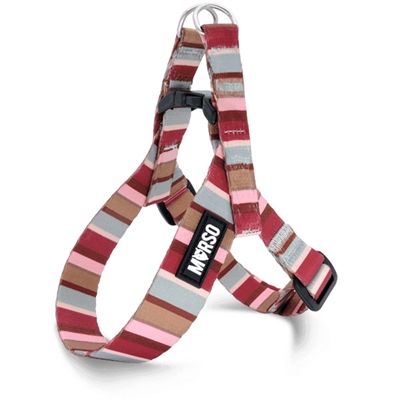 Morso mini hondentuig verstelbaar | gerecycled skyline rood/roze 29-38x2,5 cm