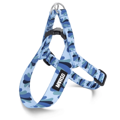 Morso mini hondentuig | verstelbaar, gerecycled, splash blauw 24-32x1,5 cm