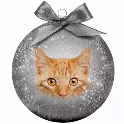 Plenty gifts kerstbal frosted rode kat grijs