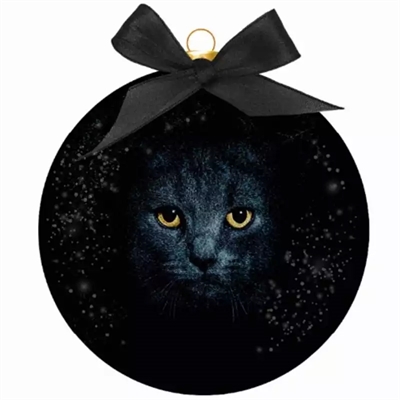 Plenty gifts kerstbal frosted zwarte kat ogen zwart