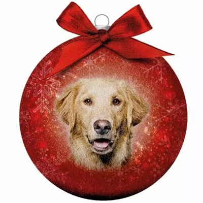 Plenty gifts kerstbal frosted golden retriever rood