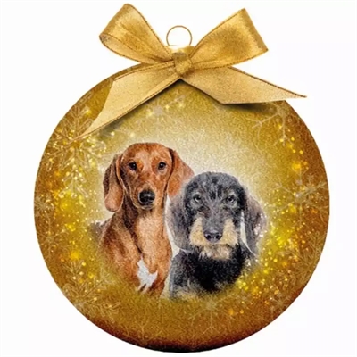 Plenty gifts kerstbal frosted teckel goud