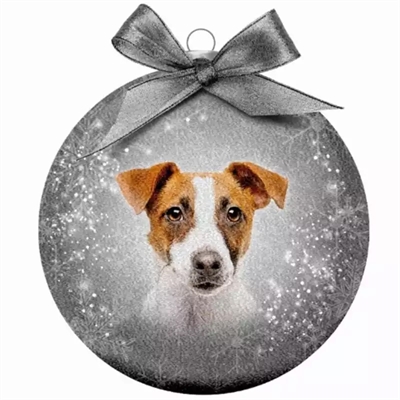Plenty gifts kerstbal frosted jack russel zilver