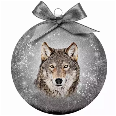 Plenty gifts kerstbal frosted wolf zilver