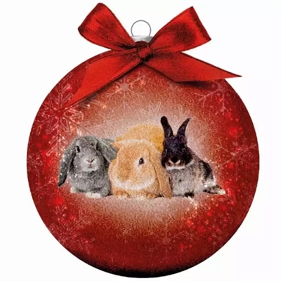 Plenty gifts kerstbal frosted konijnen rood