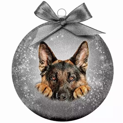 Plenty gifts kerstbal frosted duitse herder zilver