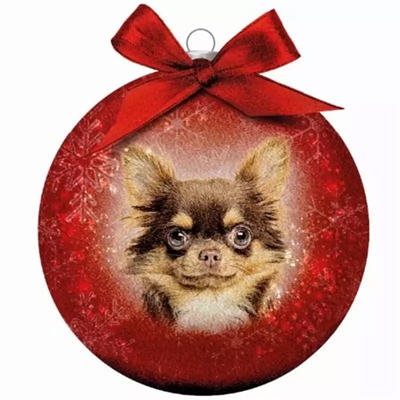 Plenty gifts kerstbal frosted chihuahua rood