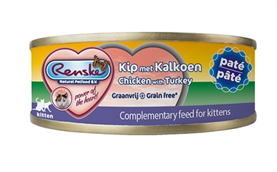 Renske vers vlees maaltijd kitten paté kip/kalkoen | 24x70 gr