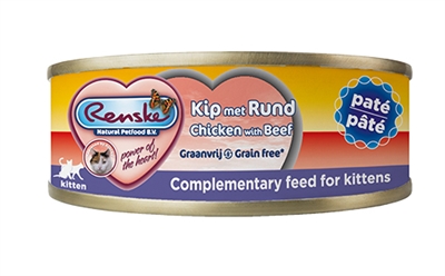 Renske vers vlees maaltijd kitten paté kip/rund | 24x70 gr