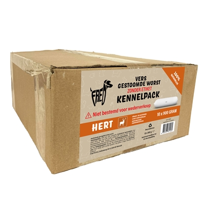 Freds gestoomd vlees worst kennelpack hert | 10x900 gr