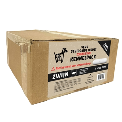 Freds gestoomd vleesworst | kennelpack zwijngraan & glutenvrij 10x900g