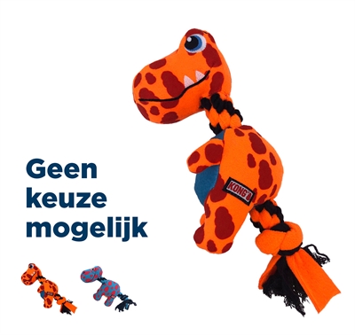 Kong signature dynos fleece met piep | assorti 32x14x10 cm