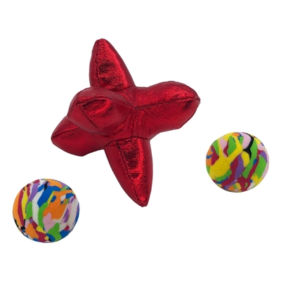 Kong kong cat active jacks stuiterbal rood | 10,5x8x7 cm